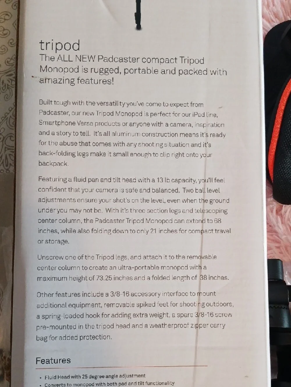 Padcaster Tripod with Carry Case